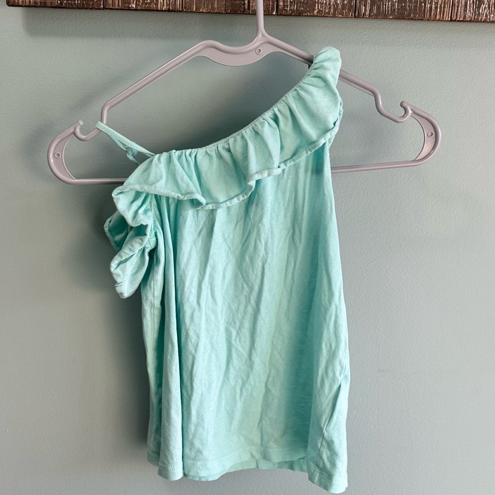 Lilly Pulitzer Girls' Mint Blue Ruffle Trim Sleeveless Top Size large (8-10)